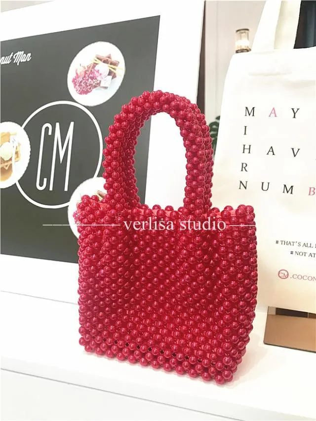 Элитный бренд ручной жемчужные сумочки DIY Сплошной Цвет для женщин с бисером