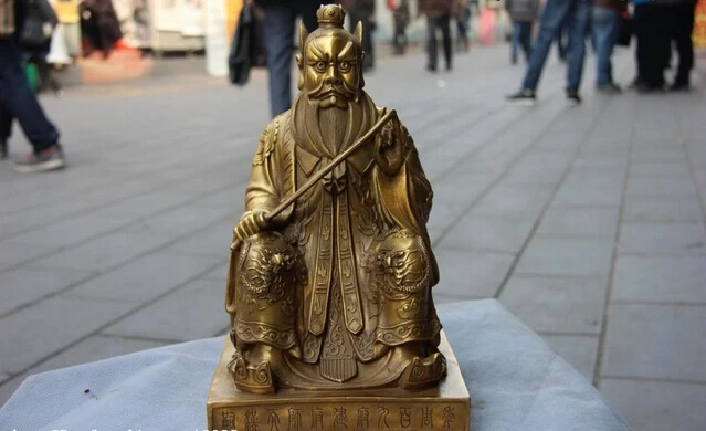

Collectible bronze lion statue S0115 Chinese Folk Fane Taoism Folk Pure Brass Copper Sun Xing Jun God Buddha Statue