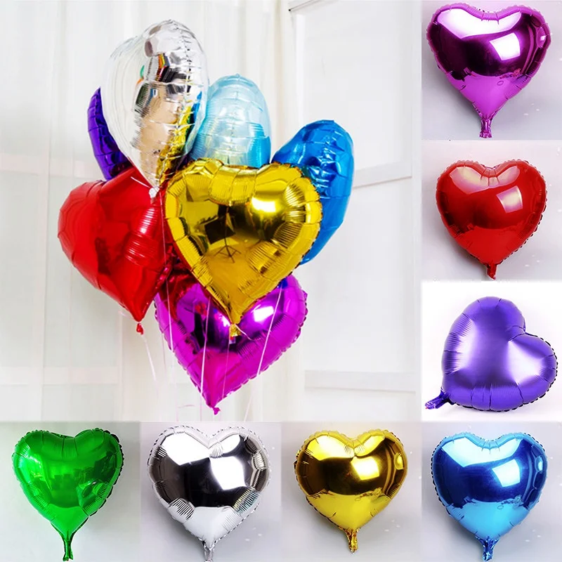 

Lucky 8pcs/lot 18inch Heart Shaped Love Balloons Valentine's Day Foil Helium Balloon Birthday Wedding Party Decoration Globos