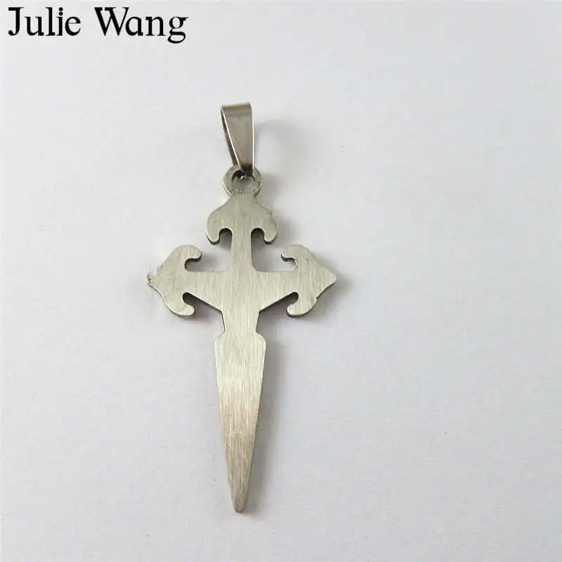 Julie Wang 1 шт. подвески в виде креста ангела из нержавеющей стали серебристого цвета