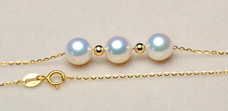 Sinya Classical 18k gold beads Natural Round Pearls choker necklace for ladies women mom girls gift with 45cm au750 gold chains  (19)