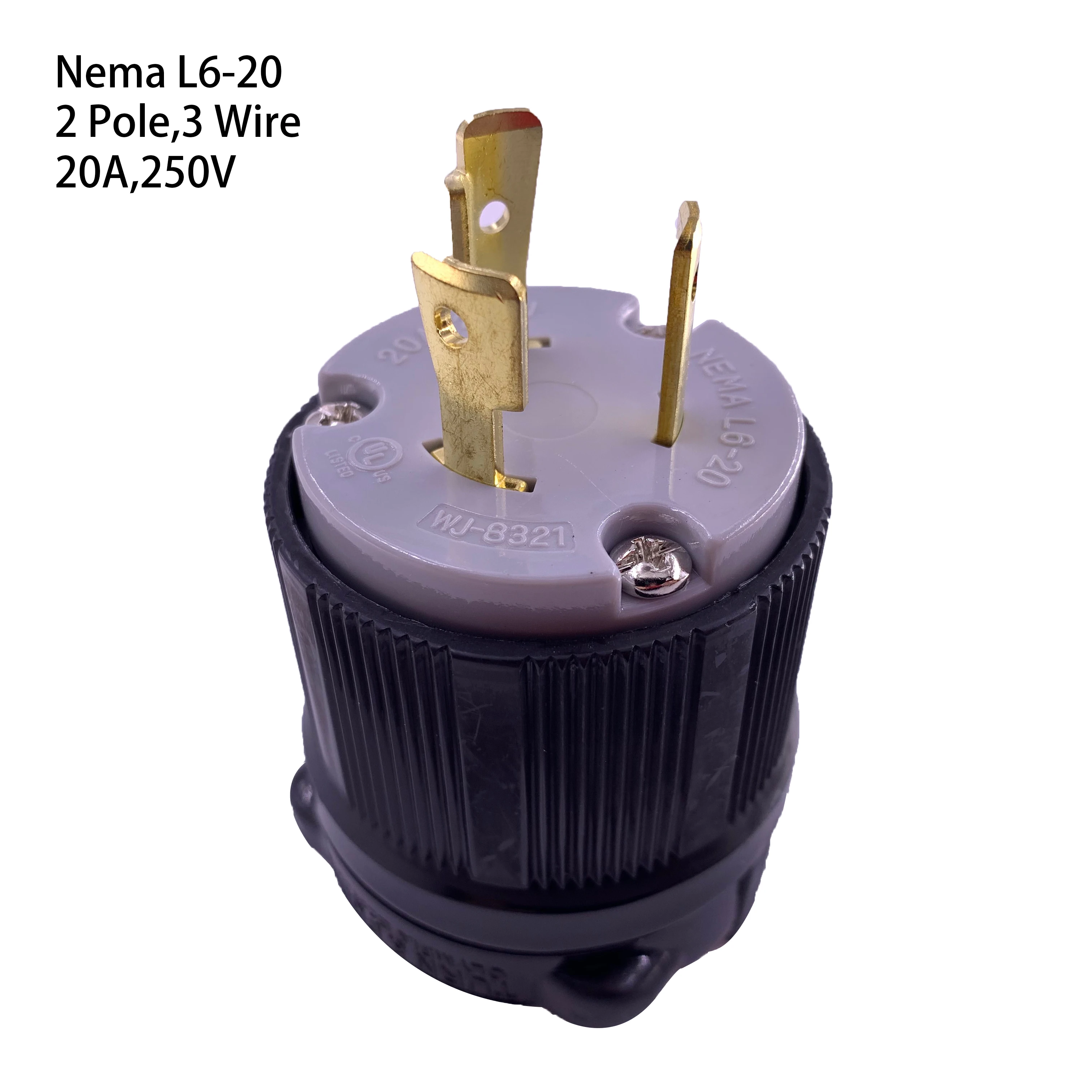

US Nema L6-20 Anti-drop Industrial Groungding Locking Plug 2 Pole 3 Wire Connector plug with Power Cable Cord 20A 250V