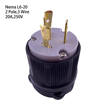 

US Nema L6-20 Anti-drop Industrial Groungding Locking Plug 2 Pole 3 Wire Connector plug with Power Cable Cord 20A 250V