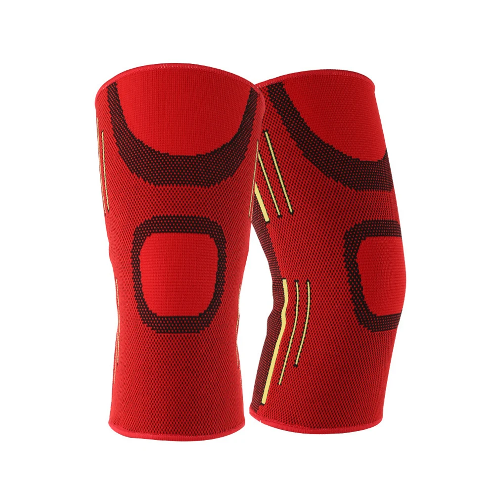 Красный Men Women Running Joint Pain Elastic Training Breathable Knee Pads Sports Squats Compression Sleeves Fitness Injury Support - Цвет: Красный
