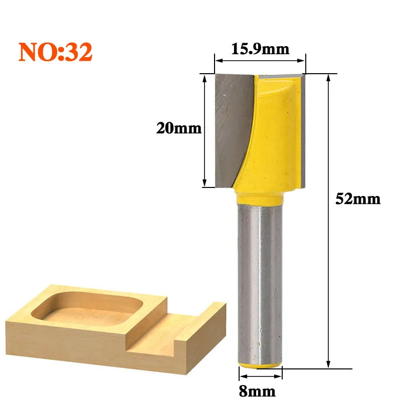 1 шт. 8 мм хвостовик древесины маршрутизатор бит прямой Концевая фреза триммер очистка заподлицо отделка угловая круглая бухта коробка биты инструменты фреза - Длина режущей кромки: NO32