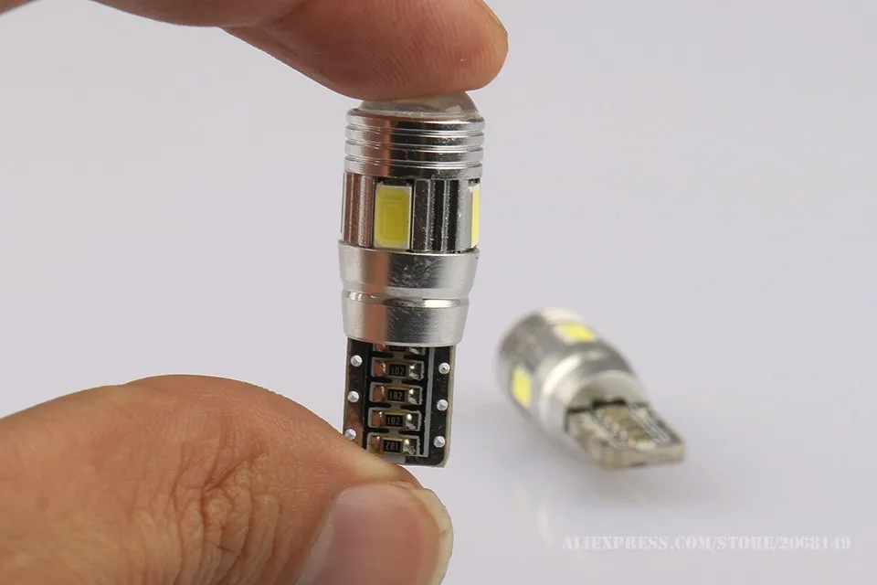 2 шт. T10 5630 6 SMD супер яркая автомобильная светодиодная лампа лампы с полярностью объектива алюминиевый корпус DC 12V