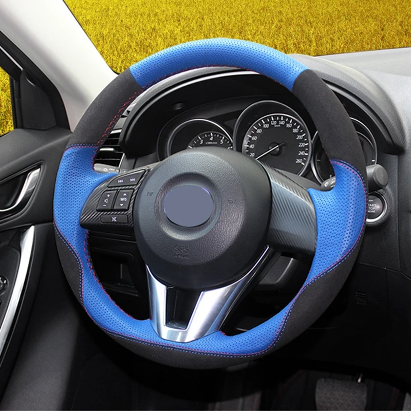 Gnupme Artificial Leather Steering Cover Black Car Steering Wheel Cover