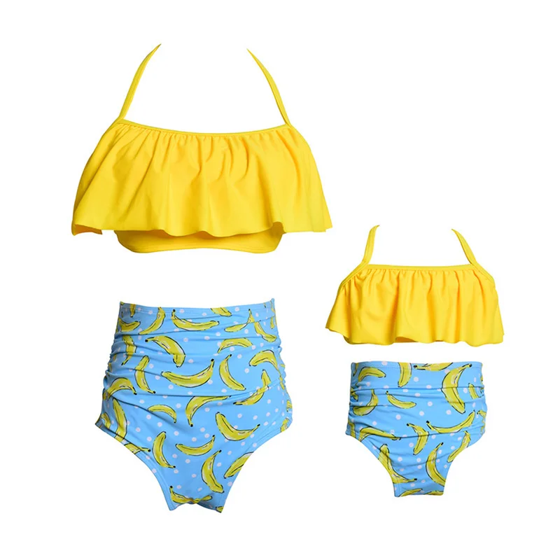 Для мамы и дочки подходящие купальники мама и я купальники family look бикини с оборками семьи купальники купальная одежда