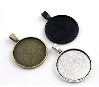 

10Pcs Metallic Pendant Blank Bezel Tray Setting Flat with Clear Glass Cabochon Jewelry Making Jewellery Makingtheof