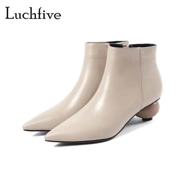 

Fashion egg heels short boots sexy pointed toe zipper shoes women black beige elegant outwear autumn ankle boots women