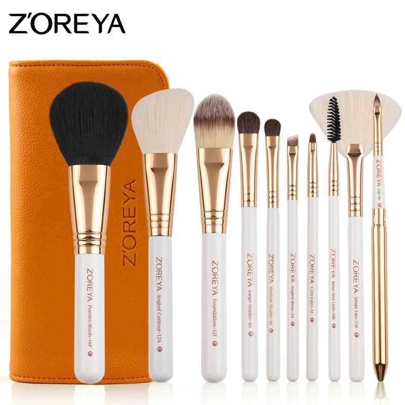 

ZOREYA 10pcs Makeup Brushes Set Professional Make Up Brush Set Powder Eyeshadow Eyeliner Lip Cosmetic Tool Kits Pincel Maquiagem