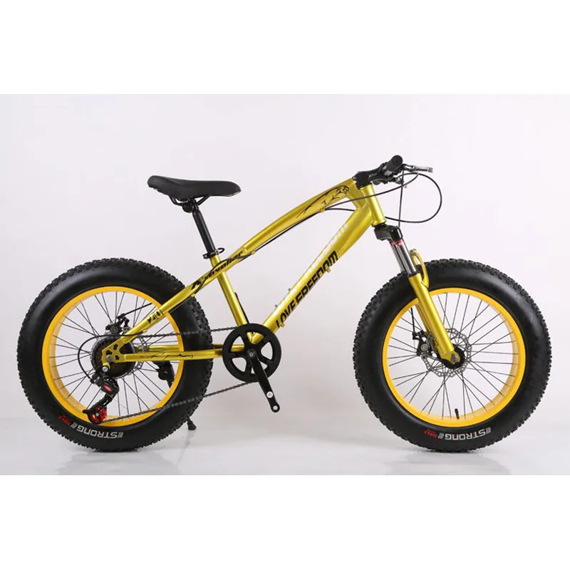 20 Inches Bicycle Beach Snow Bicycle 21 Speed Double Disc Brake Wide Tire Cross-country Variable Speed Bicycle Spoke Wheel Bike - Цвет: Golden 7speed
