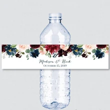 24 шт., персонализированные красные синие цветочные свадебные этикетки для бутылок, наклейки, день рождения, юбилей