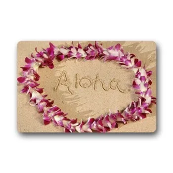 

Custom Door Mat Hawaiian Flower Garland Summer Beach Door Mat Rug Indoor/Outdoor Mats Welcome Doormat Decor Rug 23.6"(L) x 15.7