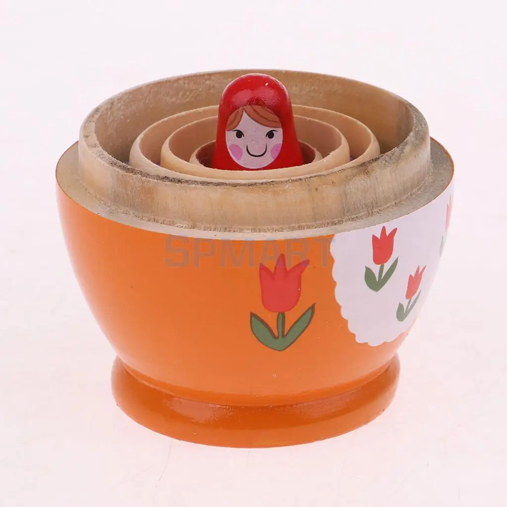 Handmade Girls Russian Babushka Matryoshka Nesting Dolls Kit 5 Pieces Kids Birthday Gift Christmas Ornaments