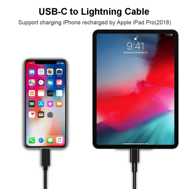Строка данных для USB-C type-C для освещения PD быстрое зарядное устройство быстрой зарядки кабель Шнур для iPhone X 8 9 Plus Ipad Ios Телефон