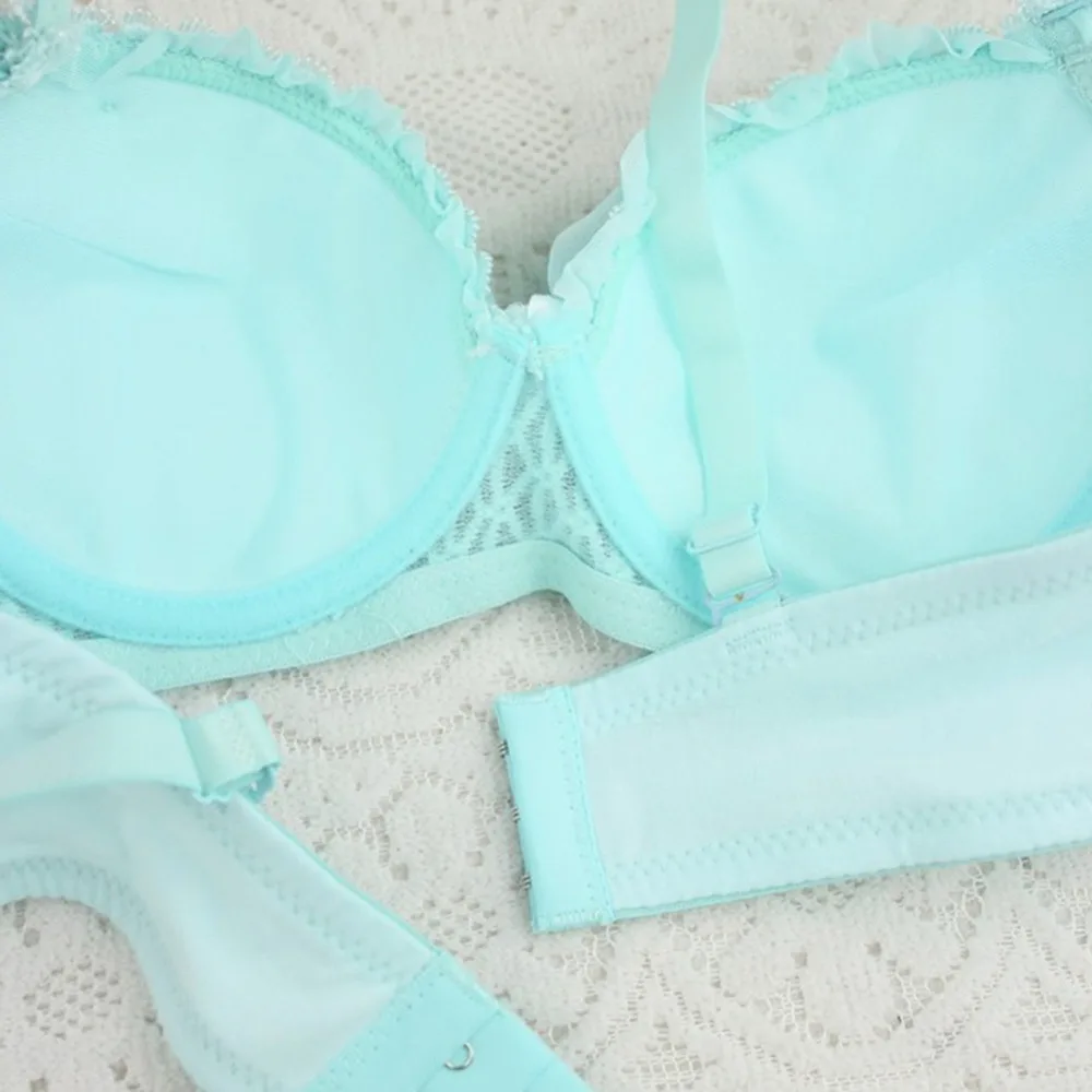 New 3/4 Cup Women Lingerie Ruffle Push-Up Bra Lace Underwear Underwired Bra Sets+Panties