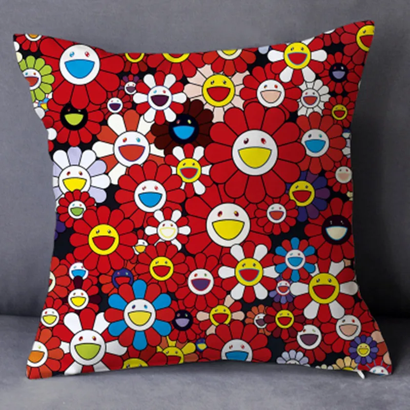 تاكاشي موراكامي دوب الخلفي وسادة مقعد الكرتون عباد الشمس مكتب غطاء وسادة خصر أريكة سيارة ديكور الإبداعية غرفة المعيشة هدية M963