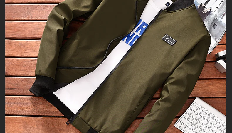 BOSIBIO Summer Autumn Mens Jacket Stand Collar Windbreaker Male Blue Baseball Jackets Casual Thin High Quality Size M-4XL LH-2