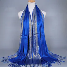 Женский шарф простой модный принт блестящая кисточка хлопок люрекс плед полоса шали шарфы длинный хиджаб, мусульманский шарф 16 Colo
