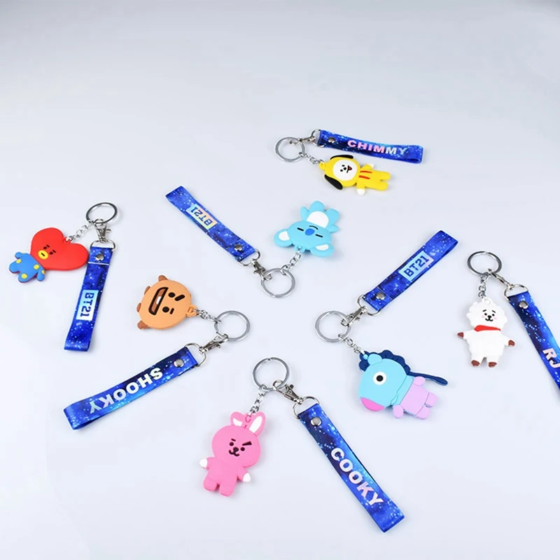 KPOP BTS Bangtan Boys TATA COOKY PVC Keychain Phone Rope