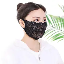 Женская тонкая Солнцезащитная черная перспективная дышащая маска Дамская Летняя PM 2,5 Сексуальная кружевная маска R085