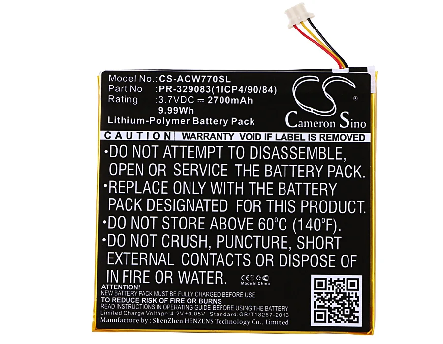 

Cameron Sino 2700mAh Battery KT.0010H.003, PR-329083, PR-329083(1ICP4/90/84) for Acer Iconia One 7 B1-770