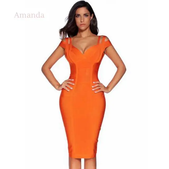 Orange Dress Cap Sleeve
