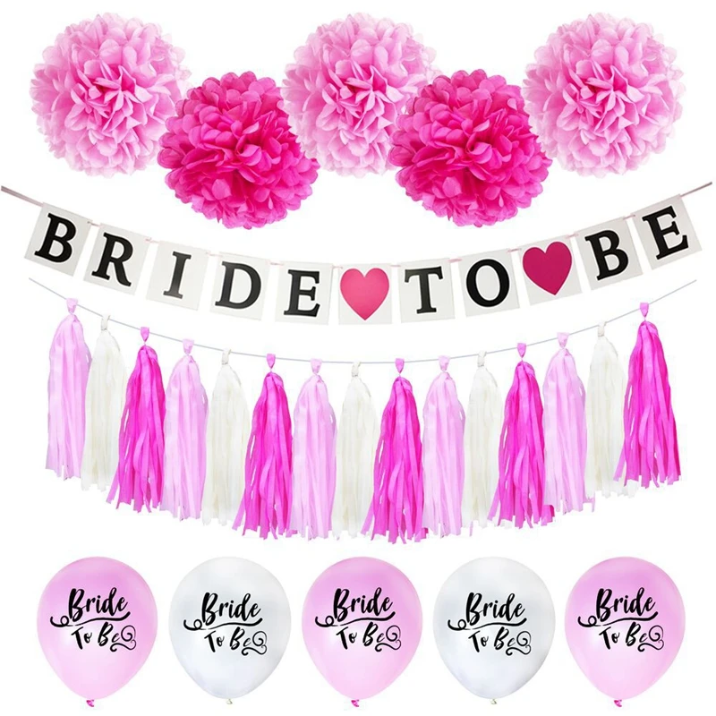 

Bachelor party bride to be banner balloons pompoms and tassels set hot selling