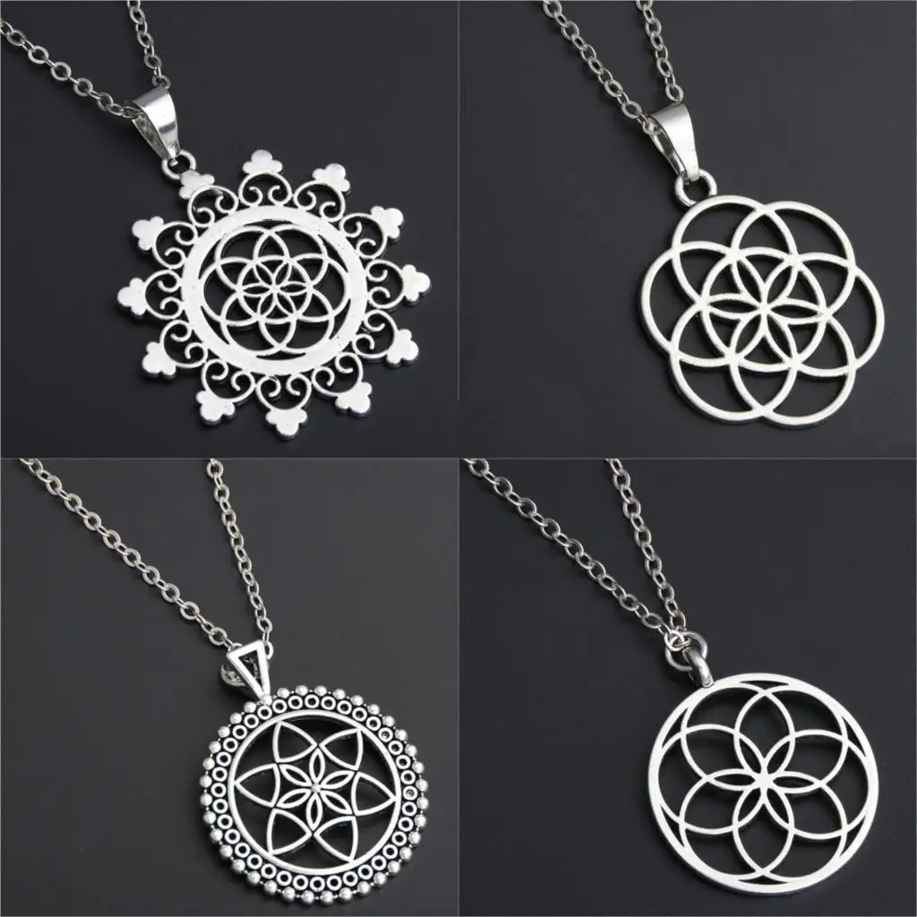 

1pc Seed And Flower Of Life Yoga Jewelry Sacred Geometry Boho Jewelry Mandala Deer Pendant Necklace