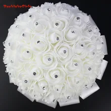 Свадебный букет невесты с жемчугом и бисером, Романтический букет невесты Ramo Boda, цветы невесты, белый атлас