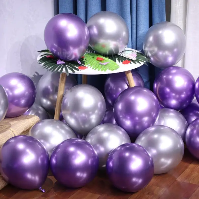 purple silver 15 шт., 12 дюймов, 10 дюймов, золотые, серебряные, розовые металлические латексные шарики для свадебного украшения, матовые гелиевые шарики, украшение для дня рождения, для взрослых - Цвет: purple silver