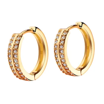 

2018 Fashion Princess Gold/Silver Plated Hoop Earring for Women White CZ Crystal Zirconia Earing Jewelry Wholesale Brinco Argola