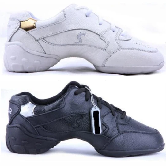 $12.8 White Black Leather Dance Shoes Sneakers For Woman Sports Practice Shoes Modern Dance Jazz