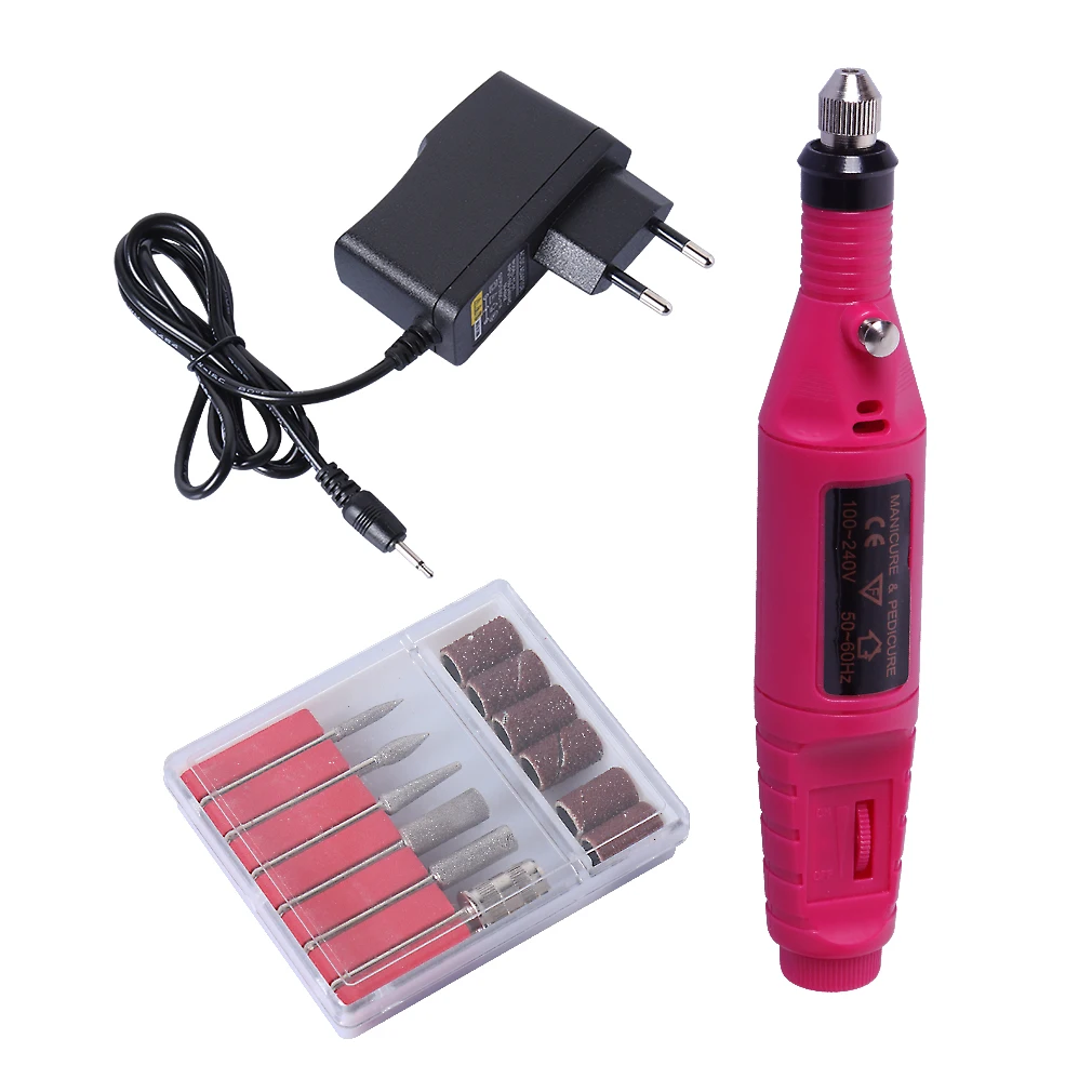 

1 Set Professional Electric Nail Kit Nail Tips Manicure Machine Electric Nail Art Pen Pedicure 6 Bits Nails Tools Mill Kit New