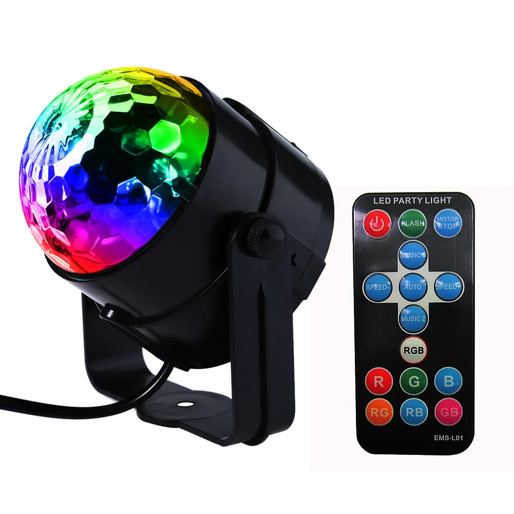 LED Disco Ball Party Lights Dj Disco Ball Stage Light 3W 240V 7 Colors Sound Activated Strobe Stage Lighting Club Strobe Effects - Цвет: Black