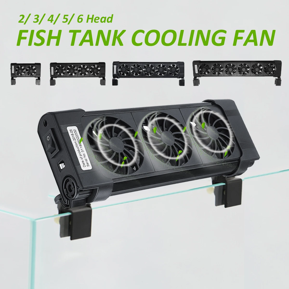 2/3/4/5/6 Heads Fan 110 240V Aquarium Cooling Fans Fish Tank Cold Wind