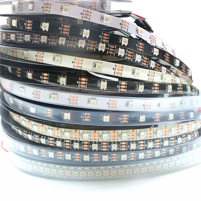 WS2812B DC 5 В Светодиодная лента RGB 50 см 1 м 2 3 4 30/60/144 светодиодов смарт адресуемых