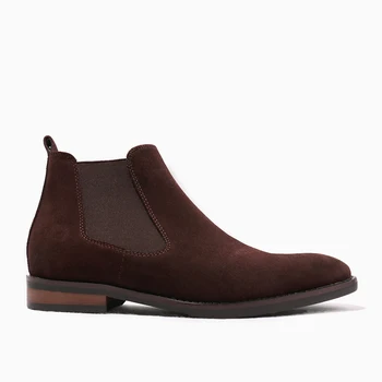 

2018 High top Suede Coffe Boots Winter Mens Shoes Slip on British Style Leisure Chelsea Boots