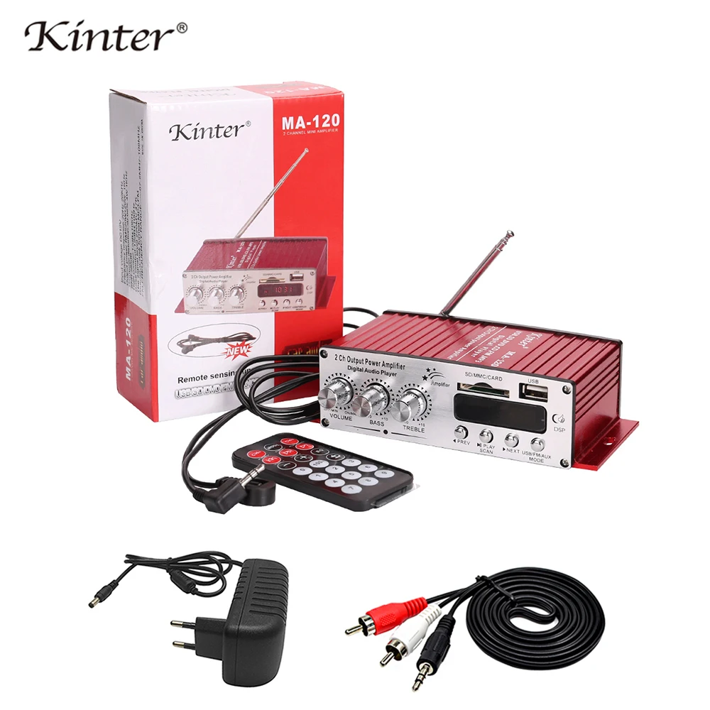 Kinter MA-120 мини-усилители аудио hi-fi стерео усилитель звука bluetooth 2,0 каналов SD USB ввод fm-радио в домашнем автомобиле - Цвет: with adapter