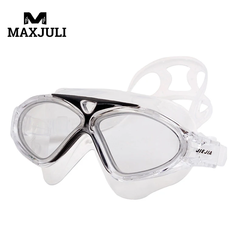 Maxjuli الكبار السباحة نظارات السباحة نظارات المياه رياضية مكافحة الضباب فوق البنفسجية المحمية للماء قابل للتعديل الأنف J8170A
