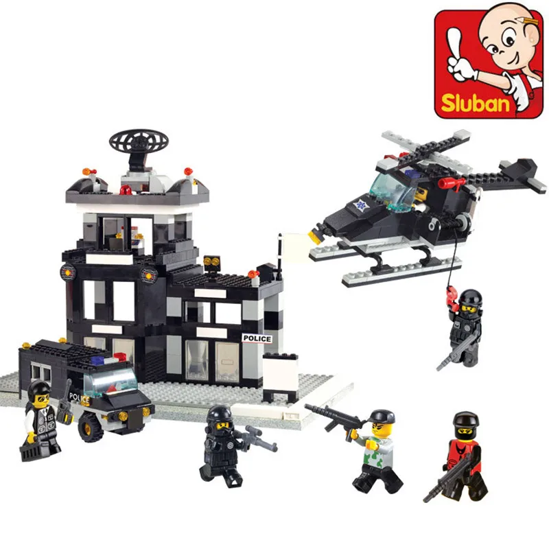 

Sluban 389Pcs Bricks Series Of Explosion-proof Special Police Command Center Building Blocks Toys for children
