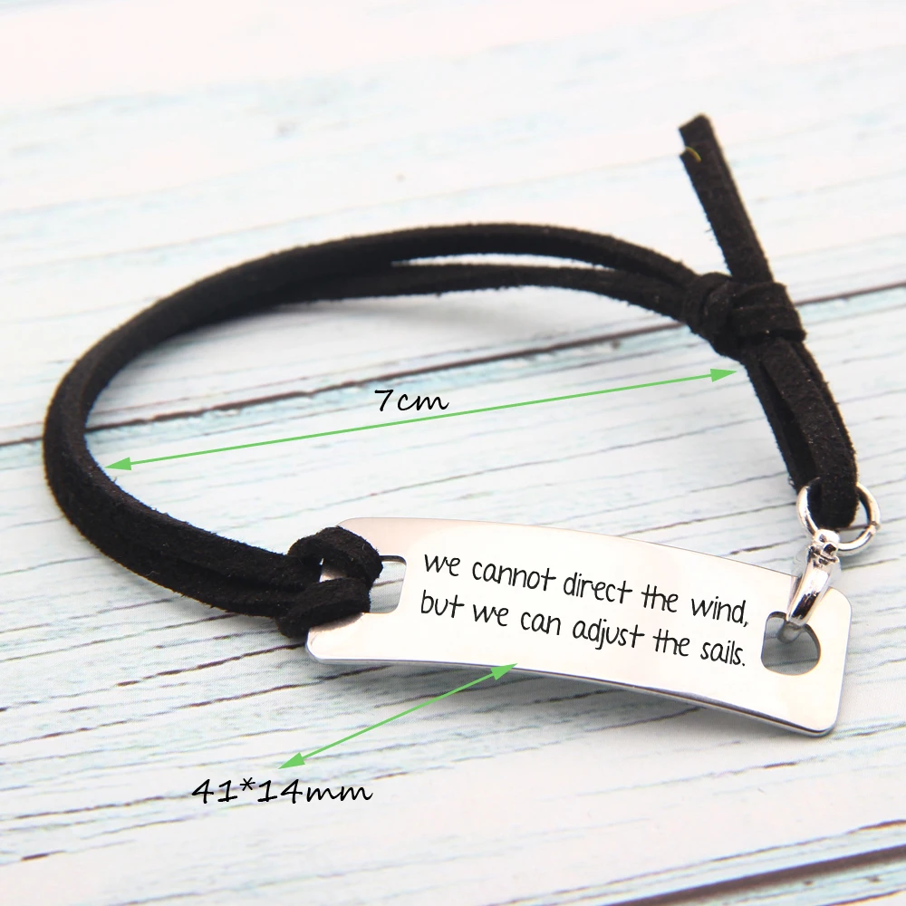 

Motivational Jewelry Bracelets 1 pcs Hand Stamped We Can't Direct The Wind But We Can adjust The Sails Uplifting Girls Gift