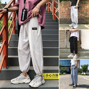 

Autumn New Fashion Men's Loose StreetWear Hip Hop Trousers Sweatpants Joggers Casual Tactical Pants Solid Color Cotton Linen