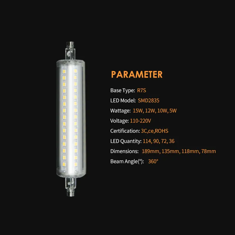 Светодиодная лампа R7S SMD 2835 189 мм 135 мм 118 мм 78 мм 220 В 110 В 15 Вт 12 Вт 10 Вт 5 Вт свет трубки заменить галогенный прожектор # 2c