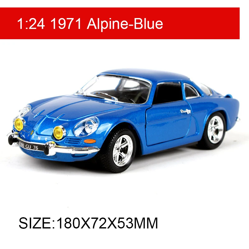 

Bburago 1:24 1971 Alpine Blue Diecast Model Car Metal Racing Car Kids Toys Car simulation model For Gift Collection
