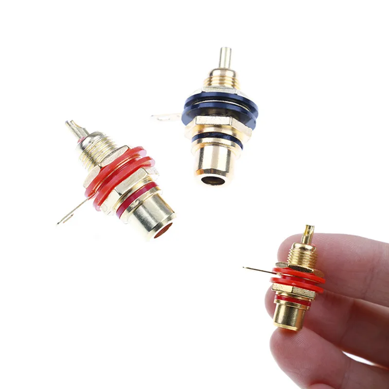 1 Pair RCA Female Socket Connector Chassis Panel Mount Adapter Audio Terminal Plug