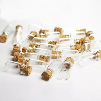 

200pcs/lot 11*22mm 1ml Glass Bottle Tiny Glass Jars With Cork Decorative Wish Nail Glass Jar Container For Wedding Holiday Decor