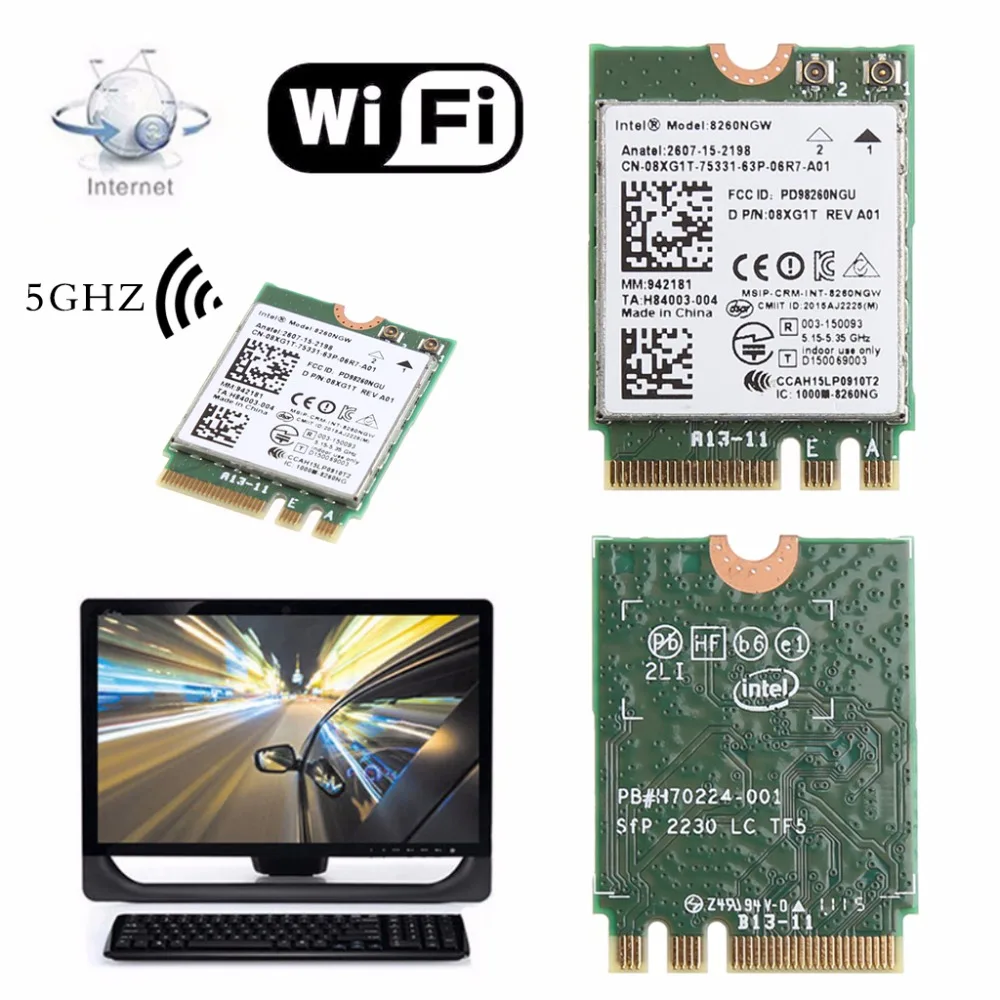 Dual Band 2,4 + 5 ГГц 867 м Bluetooth V4.2 NGFF M.2 WLAN Wi-Fi Беспроводной модуль карты для Intel 8260 AC DELL 8260NGW DP/N 08XJ1T