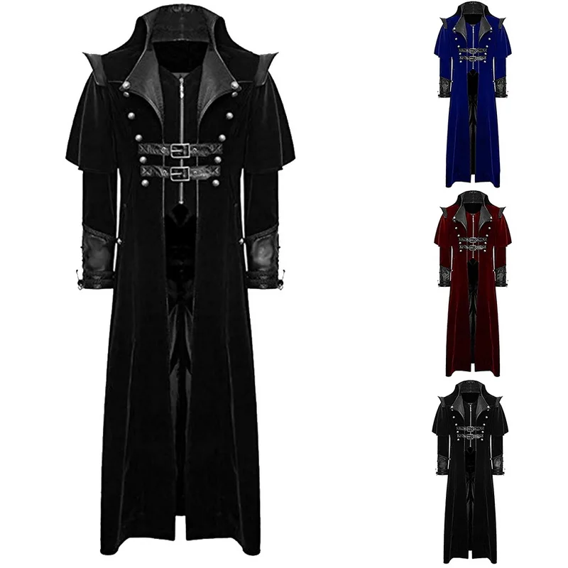 

2019 New Design Men Retro Gothic Coat Tailcoat Vintage Steampunk Long Coats Men Royal Style Vampire Cosplay Costume